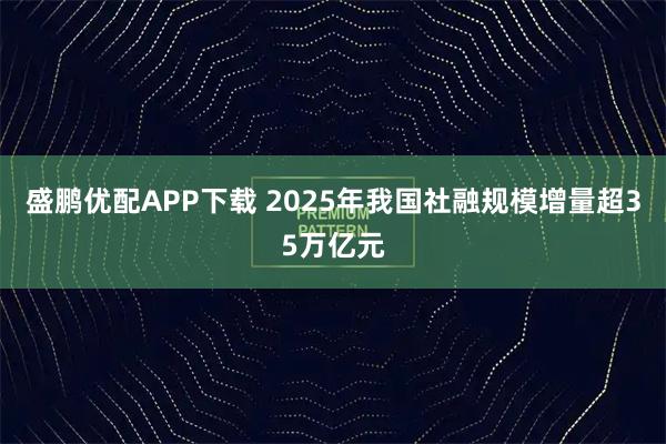 盛鹏优配APP下载 2025年我国社融规模增量超35万亿元